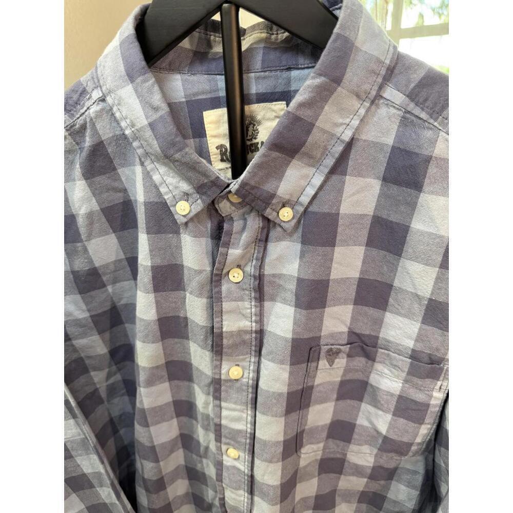 Roebuck & Co Shirt Mens XL Blue Plaid Long Sleeve Button Down Collared Pocket - Picture 2 of 6